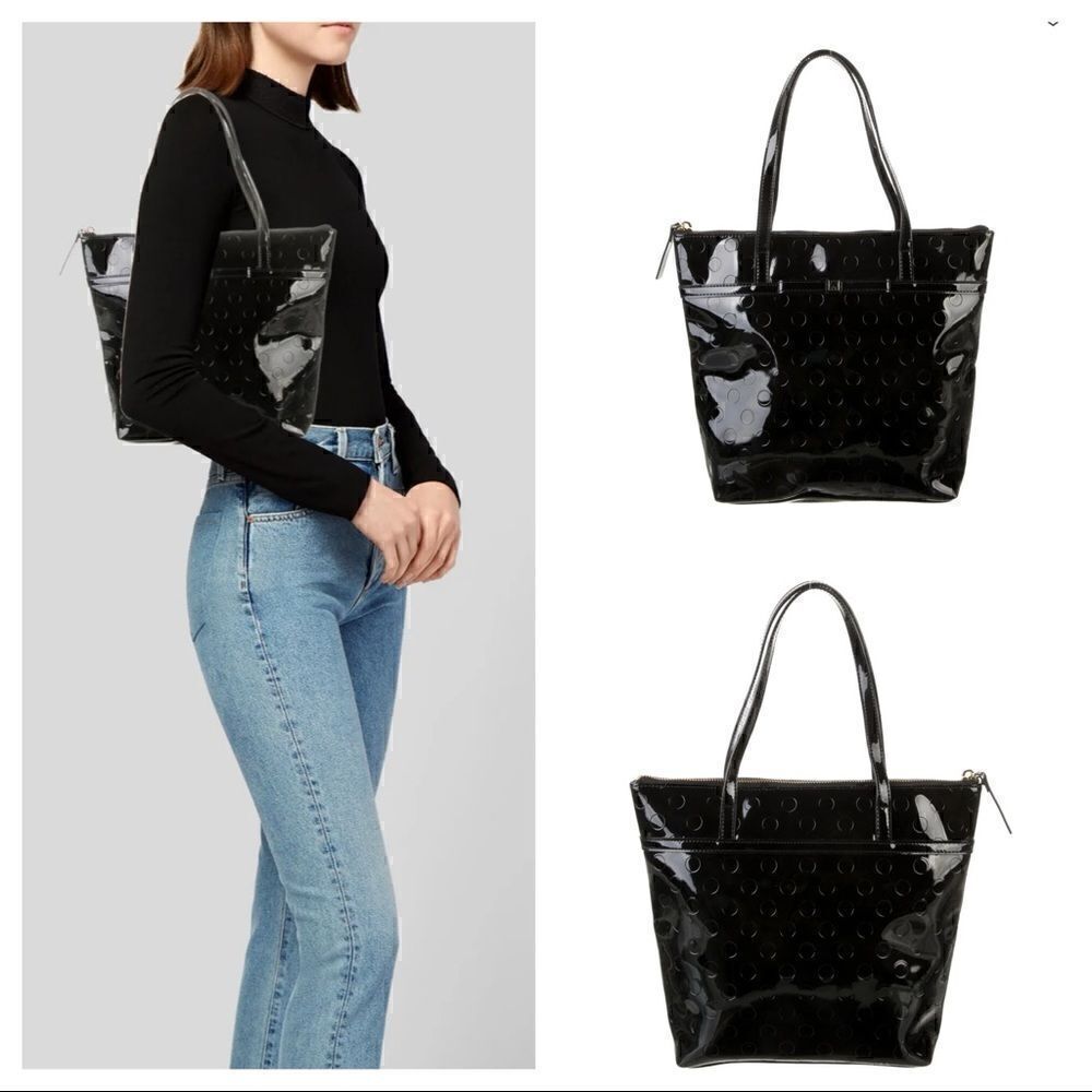 KATE SPADE NEW YORKCamellia Street Jeralyn Vinyl Tote Black/Gold